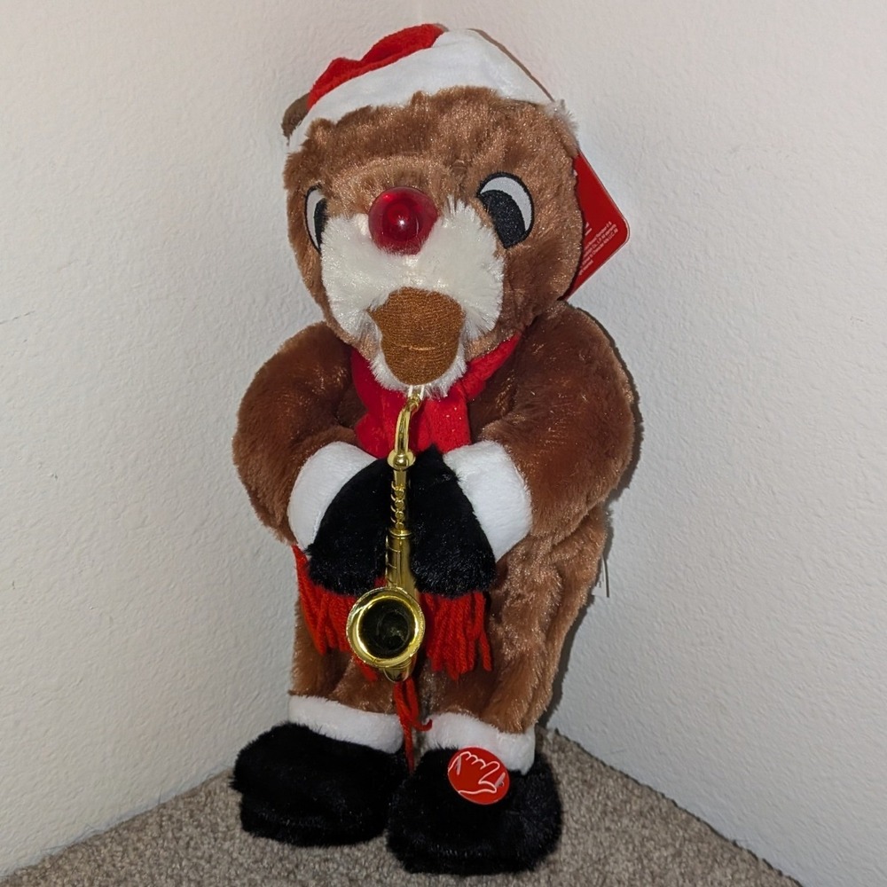 Rudolph Red-Nosed Reindeer Animated‎ Plush Saxophone Light Up Musical Christmas
